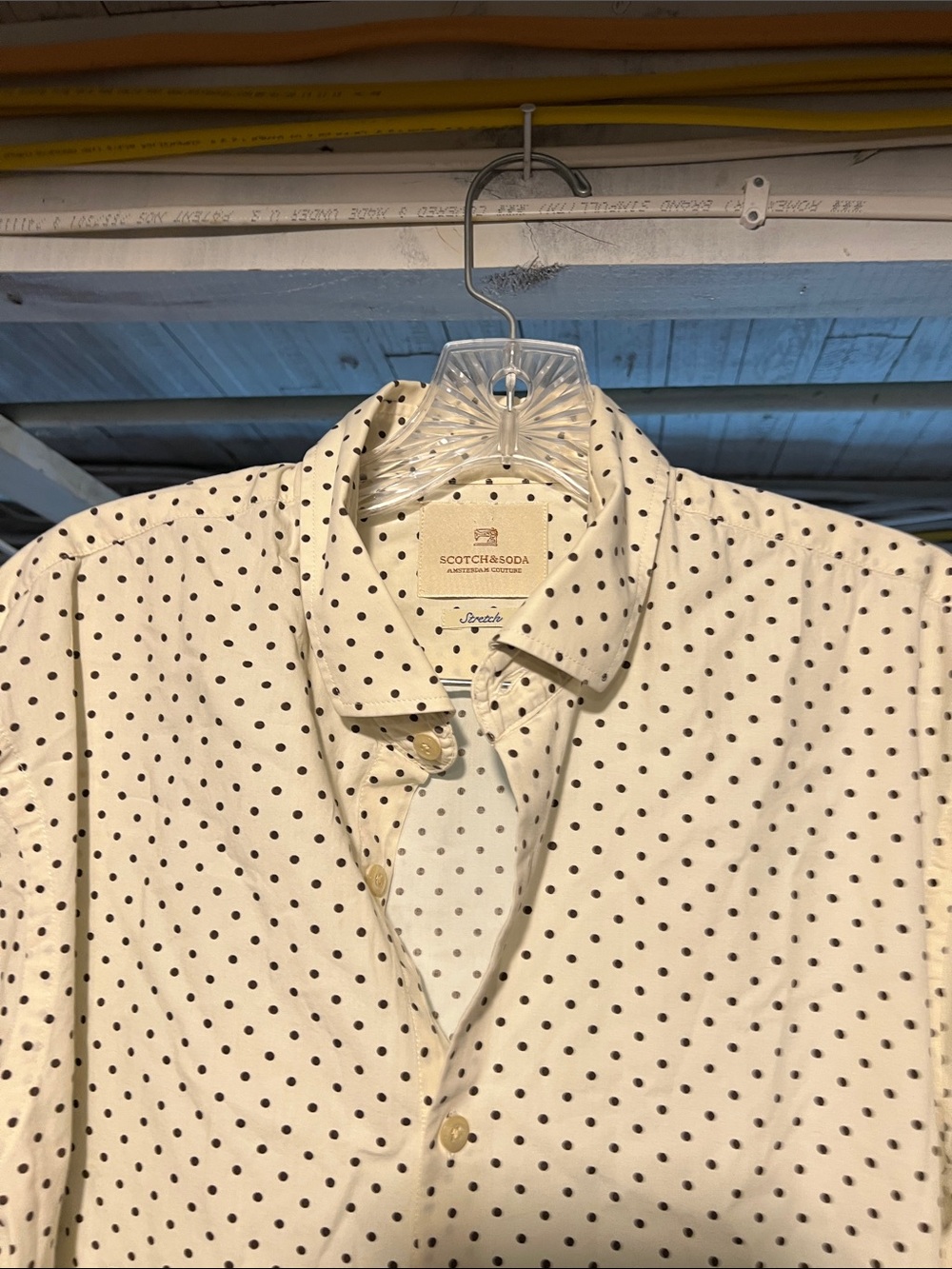 Scotch & Soda Cream Shirt with Black Polka Dots